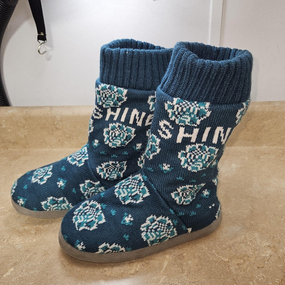 Life‎ Is Good Slipper Boots Womens Size Small 5-6 Knit Rise & Shine Cozy Indoor - Picture 3 of 9